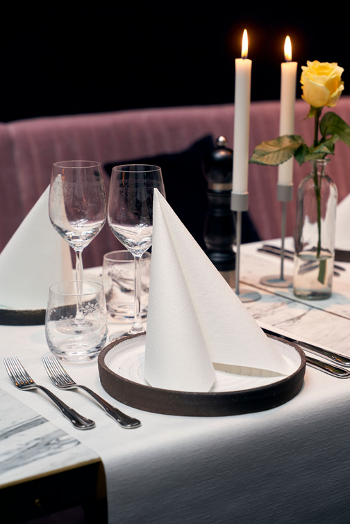 DUNI Evolin-Tete aTete Tischläufer, 0,41x24m, creme, 4x1 Rolle