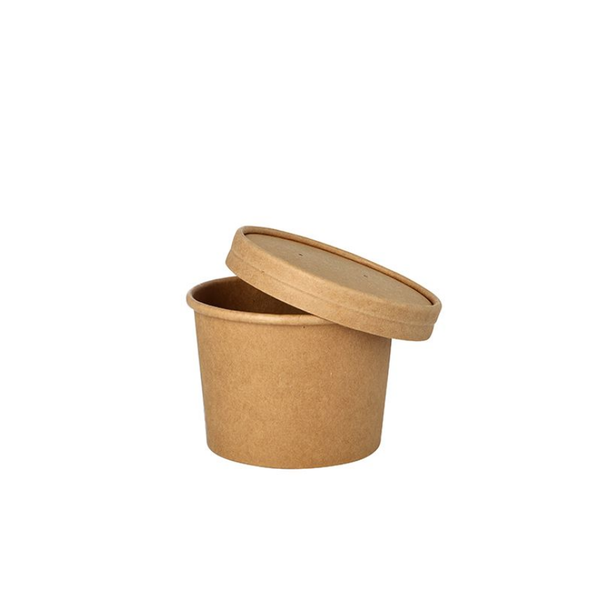 Suppenbecher 12oz (350ml), Pappe/PLA, braun, 500 St.