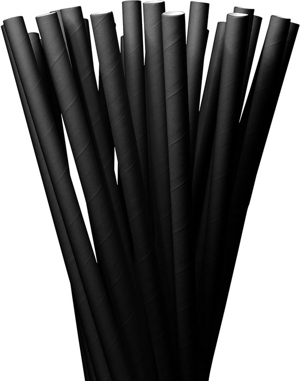 Premium Papier Trinkhalme 22cm, Ø 0,8 cm, schwarz, 5000 Stück je Karton