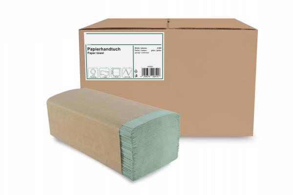 CP Krepp Falthandtuch 1lg grün, 25x23cm, V-Falz, 5000 Stk. je Karton