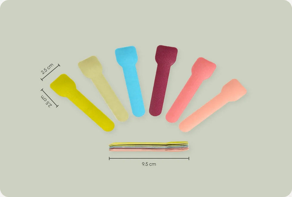 Papp-Löffel / Spatel, bunt, L 9,5 x B 2,6 cm, 9-lagig (6.000er Karton)