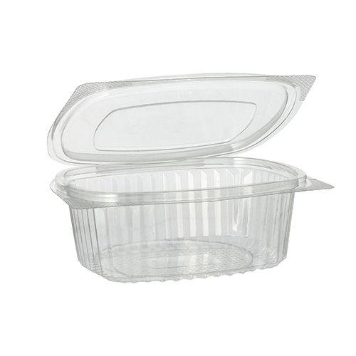 Feinkostbecher & Salatschalen To-Go mit Klappdeckel, rPET, oval, 375 ml, 50 Stk.