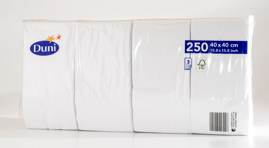 Duni Serv. 40x40 1/4 Falz, 3 lg weiß 4x250 Stk.