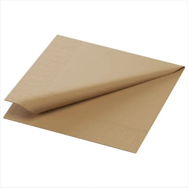 DUNI Cocktail Serviette 2lg 24x24cm 1/4F natural brown, 8x300