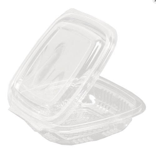 Salatbox rPet, rechteckig, mit Klappdeckel, 125ml, 12 x 50 Stk. (inkl. Lizenzgebühr)