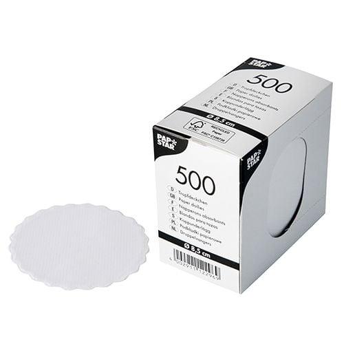 Tropfdeckchen rund Ø 8,5 cm, weiß, 500 Stk. im Pack